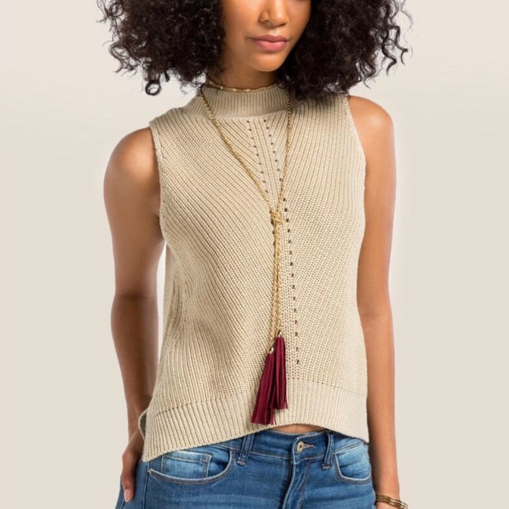 Francesca’s Tan Sweater Tank Top